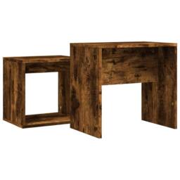 Berkfield Home Nesting Coffee Tables 2 pcs Smoked Oak Engineered Wood in Brown - thumbnail 6
