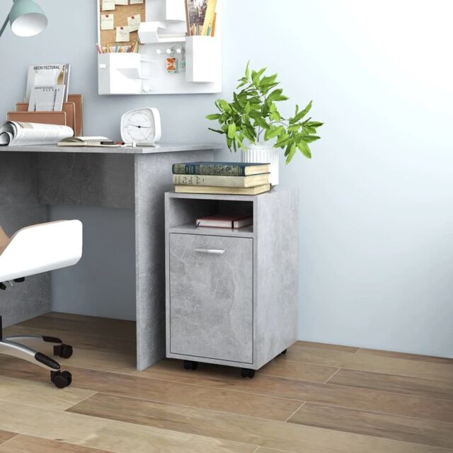 Berkfield Home Side Cabinet with Wheels Concrete Grey 33x38x60 cm Engineered Wood - Size: 33 x 38 x 60 cm - image 1