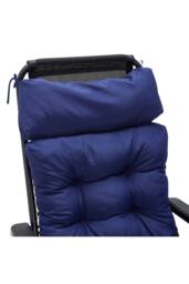 Living and Home 125cm W x 55cm D Waterproof Sunscreen Tri-Fold One-Piece High Back Chair Cushion in Navy - Size: 125 cm W x 55 cm D - thumbnail 3