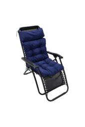 Living and Home 125cm W x 55cm D Waterproof Sunscreen Tri-Fold One-Piece High Back Chair Cushion in Navy - Size: 125 cm W x 55 cm D - thumbnail 1