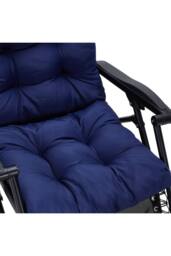 Living and Home 125cm W x 55cm D Waterproof Sunscreen Tri-Fold One-Piece High Back Chair Cushion in Navy - Size: 125 cm W x 55 cm D - thumbnail 4