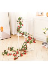 Living and Home 4 Pack Artificial Flower Silk Peony Hanging Vine Garland in Pink - thumbnail 3