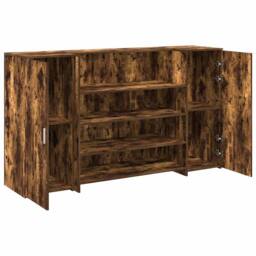 Berkfield Home Reception Desk Smoked Oak 180x50x103.5 cm Engineered Wood in Brown - thumbnail 6