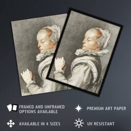 Artery8 Cornelis Ploos van Amstel Portrait of a Young Woman Framed Art Print in Grey - Size: A4 - thumbnail 2