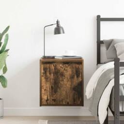 Berkfield Home Wall-Mounted Bedside Cabinet Smoked Oak 38x34x40 cm in Brown - Size: 38 x 34 x 40 cm - thumbnail 3