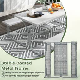 Costway Picnic Table Bench Set 8 Person Outdoor Camping Table & 2 Benches in Grey - thumbnail 7