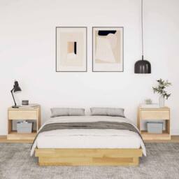Berkfield Home Beautiful Bed Frame without Mattress 120x200 cm Solid Wood Oak in Brown - Size: Small Double - thumbnail 4