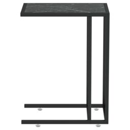 Berkfield Home Computer Side Table Black Marble 50x35x65 cm Tempered Glass - Size: 50 x 35 x 65 cm - thumbnail 4