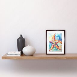 "Artery8 Wall Art Print Abstract Mosaic Starfish Folk Artwork Framed 9X7 Inch in Brown - Size: W7"" x H9""" - thumbnail 2