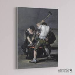 "Artery8 Francisco Goya The Forge Canvas Wall Art Print in Grey - Size: W18"" x H24""" - thumbnail 2
