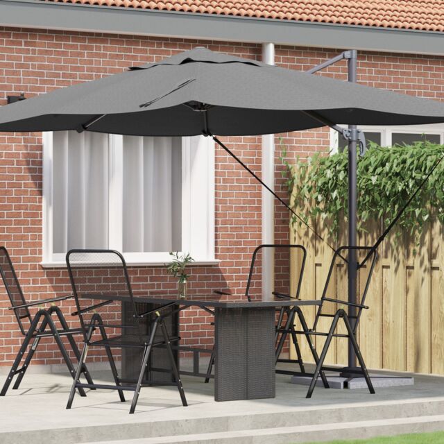 Berkfield Home Cantilever Umbrella Anthracite Polyester, Powder-Coated Steel Large - image 1