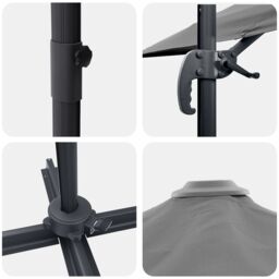 Berkfield Home Cantilever Umbrella Anthracite Polyester, Powder-Coated Steel Large - thumbnail 9