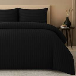 Grace 4 Pack Duvet Cover Set Modern Stripe Design Bedding Sets in Black - Size: Single - thumbnail 4