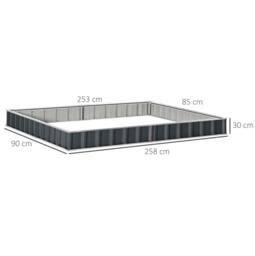 STILVORA Raised Garden Bed 258 cm Steel Planter in Grey - thumbnail 3