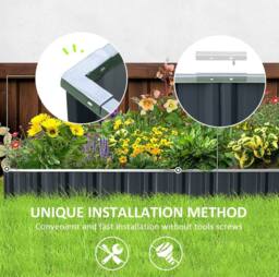 STILVORA Raised Garden Bed 258 cm Steel Planter in Grey - thumbnail 6