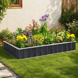 STILVORA Raised Garden Bed 258 cm Steel Planter in Grey - thumbnail 1