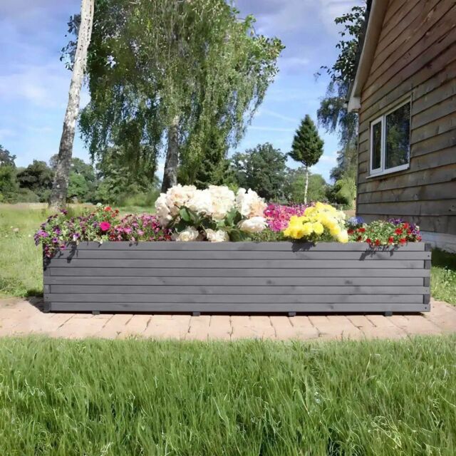 Access Garden Products Pine raised trough planter (L) 200cm × (H) 40cm × (D) 40cm in Grey - image 1
