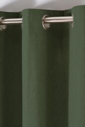 Fusion 'Sorbonne' 100% Cotton Light Filtering Plain Dyed Eyelet Curtains in Bottle Green - Size: 117 cm width x 137 cm drop - thumbnail 2