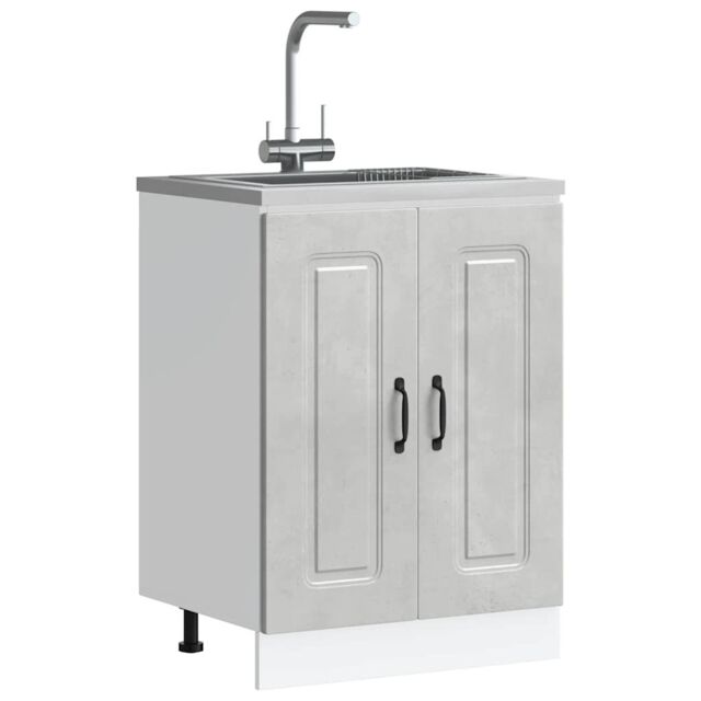 Berkfield Home Sink Base Cabinet Kalmar Concrete Grey 60x46x81.5 cm Engineered Wood - image 1