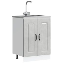 Berkfield Home Sink Base Cabinet Kalmar Concrete Grey 60x46x81.5 cm Engineered Wood - thumbnail 1
