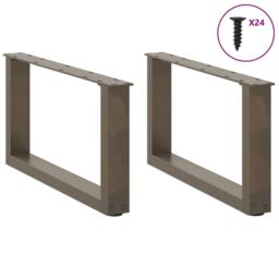 Berkfield Home Coffee Table Legs U-Shaped 2 pcs Natural Steel 60x(30-31) cm Steel in Brown - thumbnail 3