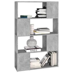 Berkfield Home Book Cabinet Room Divider Concrete Grey 80x24x124.5cm Engineered Wood - Size: 80x24x124.5 cm - thumbnail 4