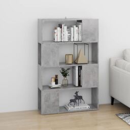 Berkfield Home Book Cabinet Room Divider Concrete Grey 80x24x124.5cm Engineered Wood - Size: 80x24x124.5 cm - thumbnail 3
