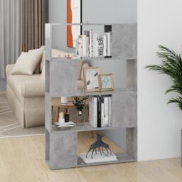 Berkfield Home Book Cabinet Room Divider Concrete Grey 80x24x124.5cm Engineered Wood - Size: 80x24x124.5 cm - thumbnail 1