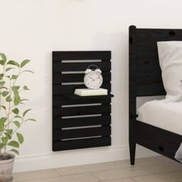 Berkfield Home Beautiful Wall-mounted Bedside Shelves 2 pcs Black Solid Wood Pine - thumbnail 1