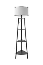 ValueLights Hiru Black 3 Tier Wood Shelf Floor Lamp with Linen Shade & LED Bulb - thumbnail 6