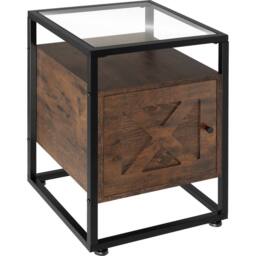 tectake Bedside Table Kidderminster 40X43X60.5Cm With Shelf & Cupboard in Brown - Size: 40X43X60.5 cm