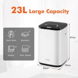 Costway 23L Towel Warmer Bucket Hot Towel Heater w/ Rapid Heating & Child Lock in White - thumbnail 3