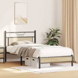 Berkfield Home Bed Frame without Mattress Sonoma Oak 100x200 cm Engineered Wood in Brown - thumbnail 4