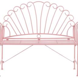 Wyld and Coco Vintage Pink Metal Two Seater Garden Bench Iron Decorative - thumbnail 2