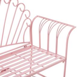 Wyld and Coco Vintage Pink Metal Two Seater Garden Bench Iron Decorative - thumbnail 6