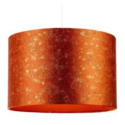 Happy Homewares Rustic Orange Jacquard Fabric Lamp Shade with Gold Foil Fleck Accents - Size: 12 inches - thumbnail 2