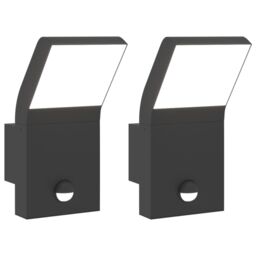 Berkfield Home Outdoor LED Wall Lights with Sensors 2pcs Black Die-cast Aluminium - thumbnail 2