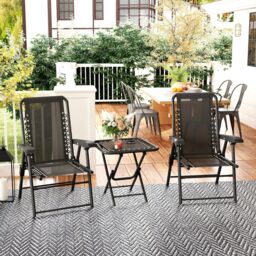 OUTSUNNY 3 Pieces Folding Garden Bistro Set with Cup Holders, Black
