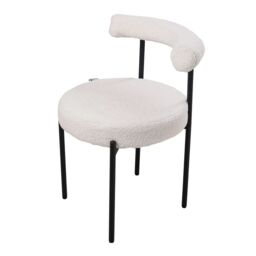 Living and Home 2PCS Sherpa Fleece Upholstered Dining Chairs in White - thumbnail 4