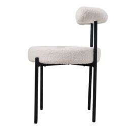 Living and Home 2PCS Sherpa Fleece Upholstered Dining Chairs in White - thumbnail 5