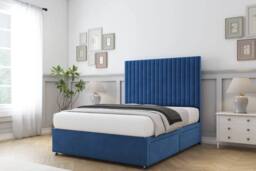"Comfort Beds Denver Plush Divan Base No Drawers - 54"" Headboard in Navy - Size: King" - thumbnail 2