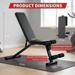 Havendro Adjustable Foldable Weight Bench Incline Full Body Gym Workout in Black - thumbnail 2