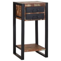 Berkfield Home Telephone Stand Multicolour 40x40x80 cm Solid Wood Reclaimed in Brown - Size: 40 x 40 x 80 cm