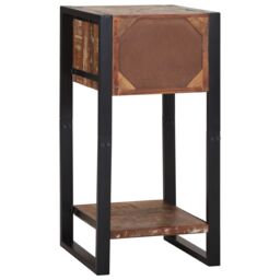 Berkfield Home Telephone Stand Multicolour 40x40x80 cm Solid Wood Reclaimed in Brown - Size: 40 x 40 x 80 cm - thumbnail 7