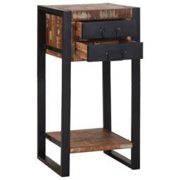 Berkfield Home Telephone Stand Multicolour 40x40x80 cm Solid Wood Reclaimed in Brown - Size: 40 x 40 x 80 cm - thumbnail 2