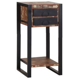 Berkfield Home Telephone Stand Multicolour 40x40x80 cm Solid Wood Reclaimed in Brown - Size: 40 x 40 x 80 cm - thumbnail 4