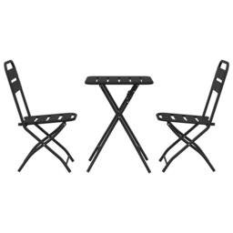 Berkfield Home Durable 3-Piece Folding Bistro Set in Anthracite Steel in Charcoal - thumbnail 7