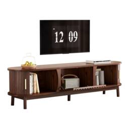 BTM Oval TV Stand with Sliding & Pull-Down Doors in Brown - thumbnail 9