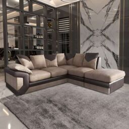 Sliding Wardrobes 4U Donna Fabric 3+2 & Corner Seated Sofa Set in 2 Colors - Grey Right Corner in Brown - Size: 3 Pack