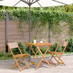 Berkfield Home Beautiful 3 Piece Bistro Set Taupe Fabric & Solid Wood - thumbnail 2